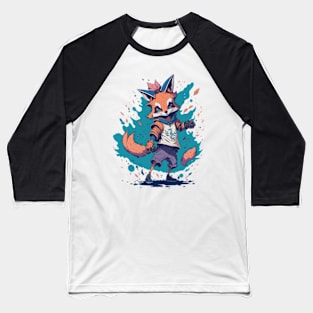 Fox dancing style water Baseball T-Shirt